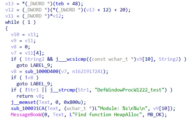 Code segment of TONESHELL find module