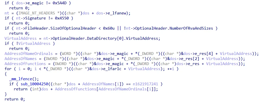 TONESHELL get function address through export after reverse engineering