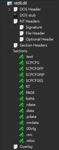 Analysis ntdll.dll with PEBear